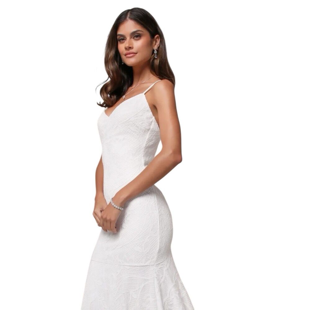 Lulus Maxi Wedding Dress Womens Small White Boho Lace Flawless Extravagance NWT - Picture 5 of 8